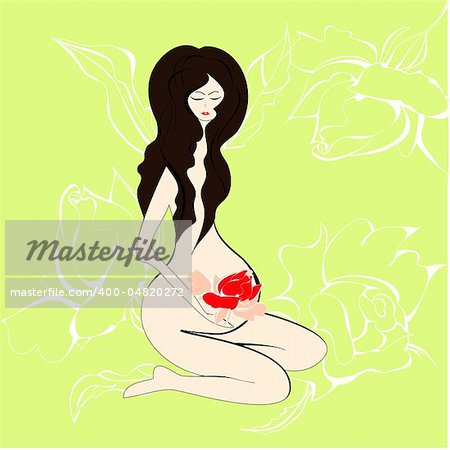 Pregnant woman floral background