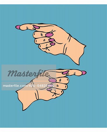 Pointing Female hand finger with manicure