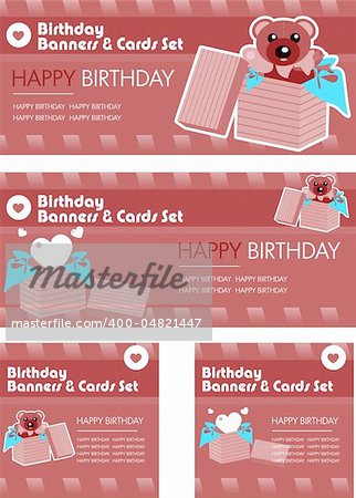 Birthday collection of banners cards tags