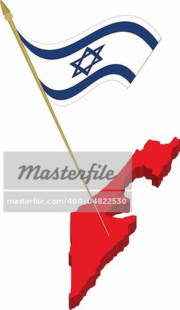 Vector set containing the israel 3d map and waving flag. Fully scalable vector, every object on different layer