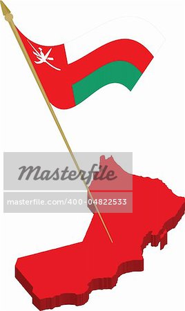Vector set containing the oman 3d map and waving flag. Fully scalable vector, every object on different layer
