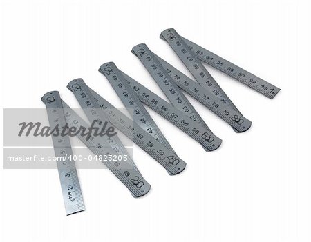 stainless steel  folding ruler isolated on white