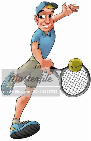 tennis player running to hit the ball in backhand