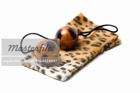 Leopard vaginal balls with case isolated on a white