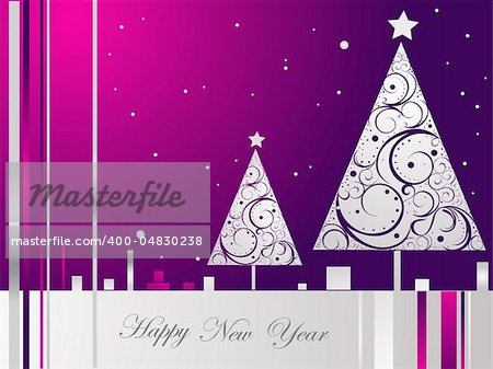 Silver  and violet Happy New Year  background