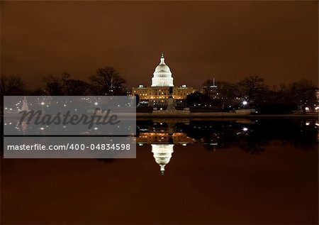United States Capitol Building at night in Washington DC