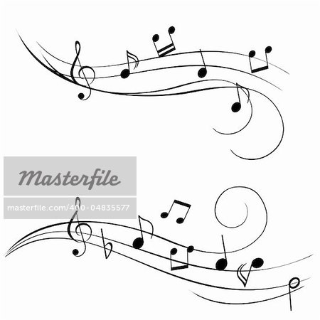 Various music notes on stave