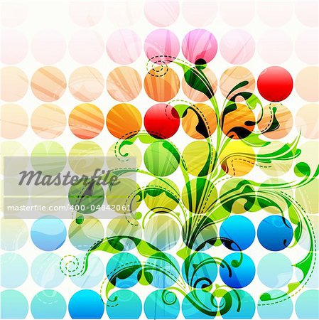 illustration of floral pattern on abstract circular background