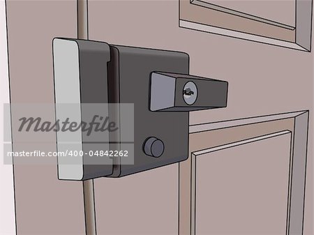 Illustrated cartoon door and lock