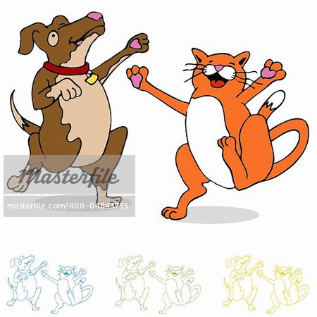 An image of a dancing cat and dog.
