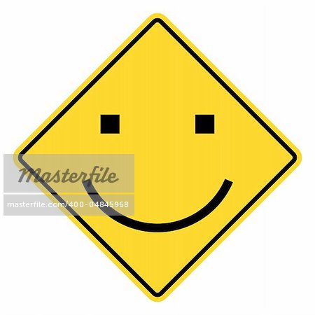 Smiley yellow road sign