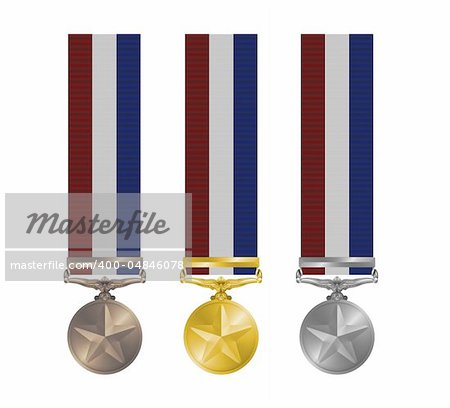 Illustration of gold, silver and bronze medals