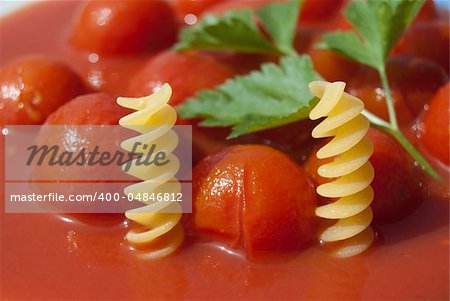 Pasta and tomato, typical Italian foode