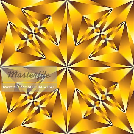 Gold convex surface seamless pattern. Vector geometric metallic repeat background.