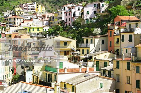 Italy. Cinque Terre. Colorful houses of Riomaggiore village