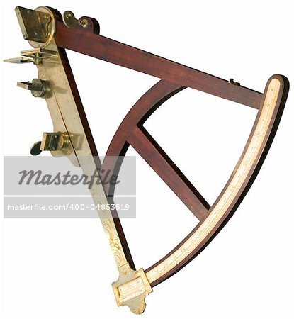 Old handy sextant isolated with clipping path