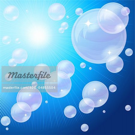 Blue bubbles background, vector image