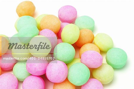 Colorful fumigant naphthalene balls isolated on white background