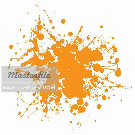 Abstract orange ink splat background with copyspace