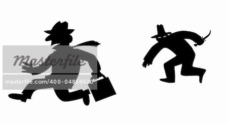 vector silhouette bandit on white background