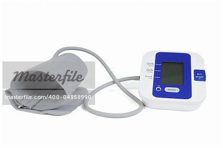 Electronic automatic tonometer for control of arterial pressure, isolated on white bacground