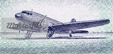 Airplane on 2 fen 1953 banknote from China