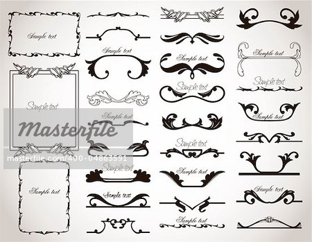 Set ornament elements and frames. Vector illustration