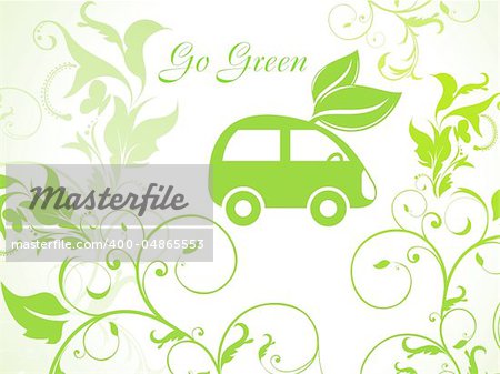 abstract green eco background with car vector illustration