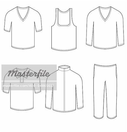 Vector illustration of the Men and Women  blank casual clothes and sportswear on a white background for your design, easy to edit.