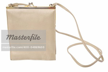 vintage beige woman bag isolated on white background