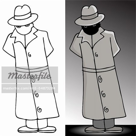 An image of a mysterious man in a trench coat.