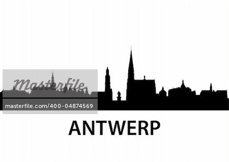 detailed illustration of Antwerp, Belgium