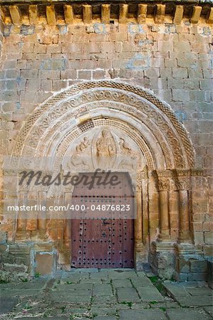 Detail of  Portal of the Romanesque Church in Spain