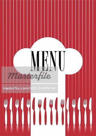 Menu Card Background -  Cutlery and Menu Sign on Dark Red Background