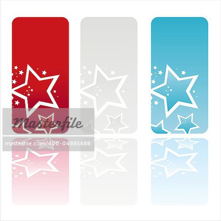 set of 3 american colored stars banners