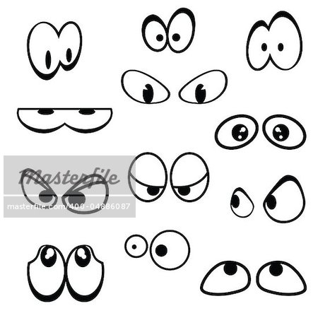 set of cartoon eyes on white background