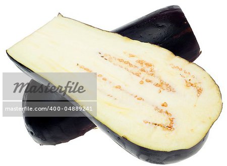 Sliced Eggplant Isolated on White with a Clipping Path.