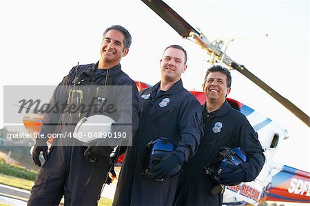 Portrait of paramedics standing in front of Medevac