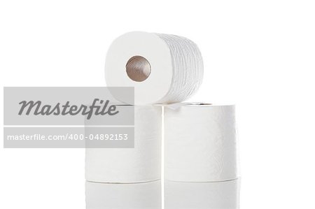 Clean white toilet paper against a white background