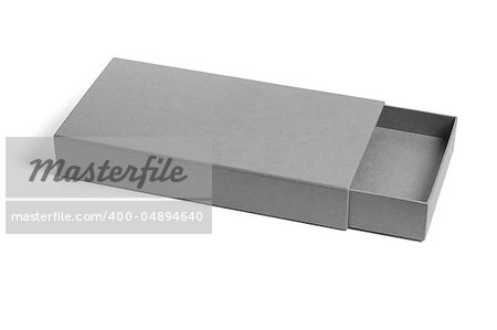 Open and empty rectangular flat gift box on white background