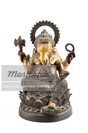 Ganesh brass sit on lotus isolated