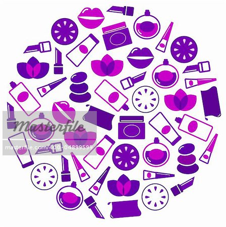 Cosmetic design elements and icons isolated on white. Vector