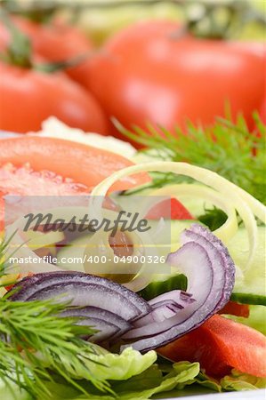 Composition with vegetable salad with olive