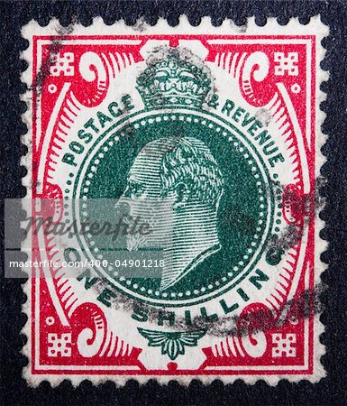 GREAT BRITAIN - CIRCA 1901: A stamp printed in Great Britain showing a portrait of King Edward VII, who ruled from 1901 to 1910, circa 1901