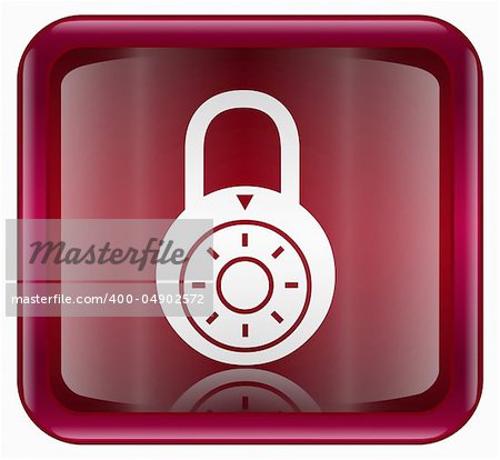 Lock off icon red, isolated on white background.