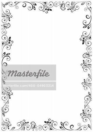 Frame A4 with floral ornaments