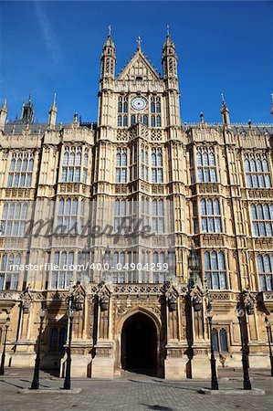 Entrance door to Houses of Parliament, the home of British parliament