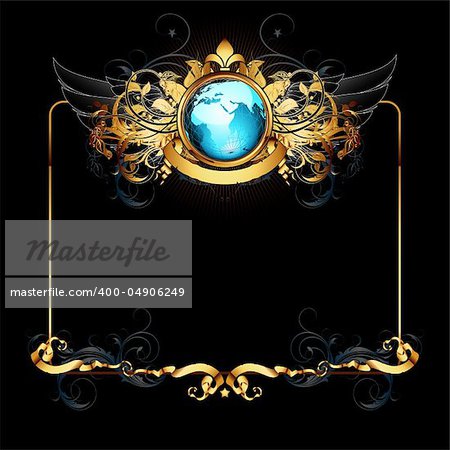 world with ornate frame, this illustration may be useful as designer work