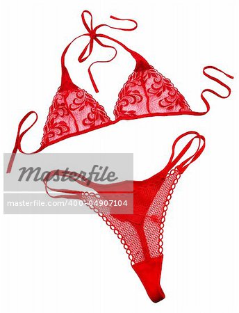 Red lingerie (bra and panties) isolated on white