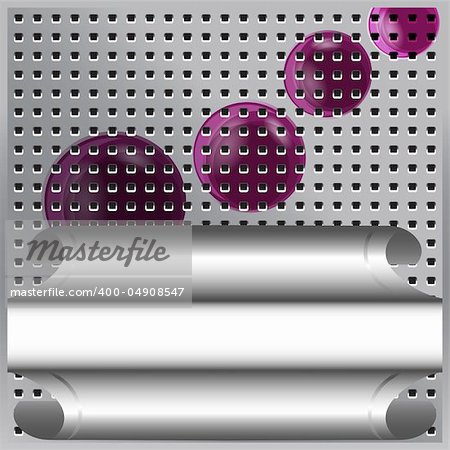 vector abstract design on metal seamless and purple bubbles and frame for your text, eps 10